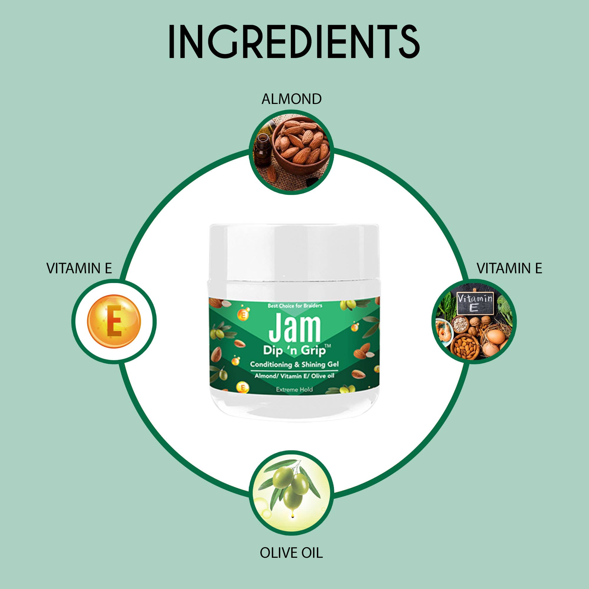 UB BRANDS INC - Wholesale Hair Styling Gel/Mousse - Jam Dip n Grip Almond & Vitamin E Hair Gel 4oz - Shine3