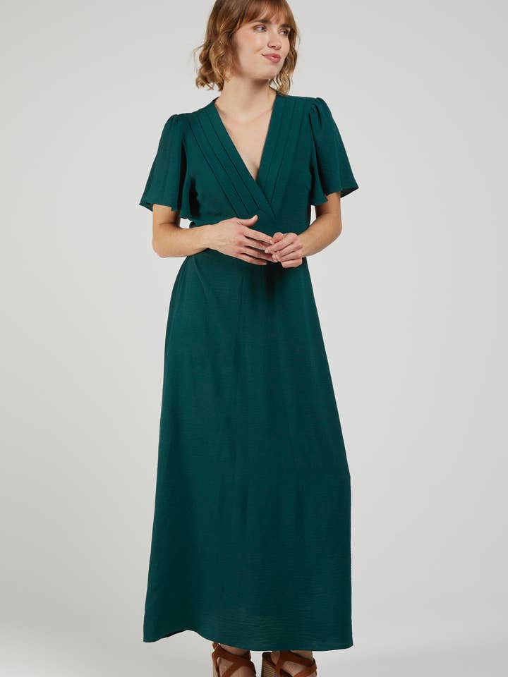 THEMIS - Langes Kleid mit V-Ausschnitt - Tulpenärmel für den Großhandel von Andy & Lucy