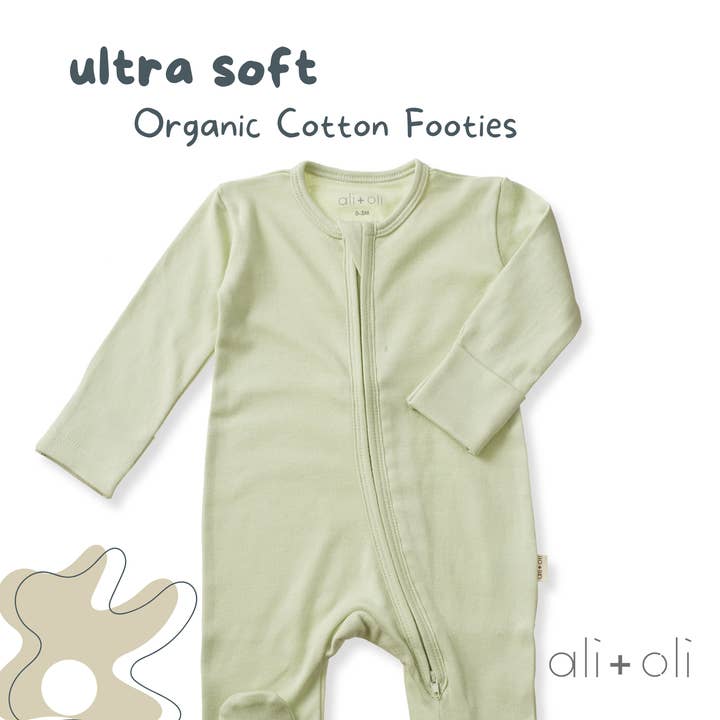 Ali+Oli - Wholesale Clothing Set - Baby - Baby Footie 2-Way Zipper – Organic Cotton Lounge Wear