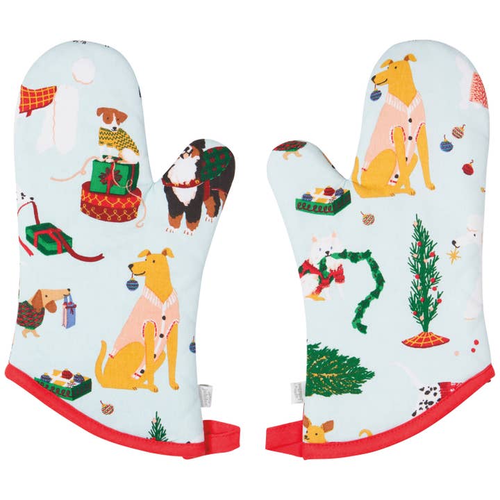 Holiday Hounds Christmas Oven Mitts Set of 2 for wholesale by Danica Jubilee