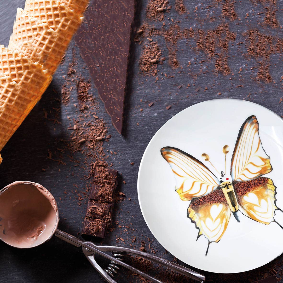 Bordy's - Venta al por mayor Plato grande - La vida de una farfalla - Piatti Dolci, set de 4 platos para postre17