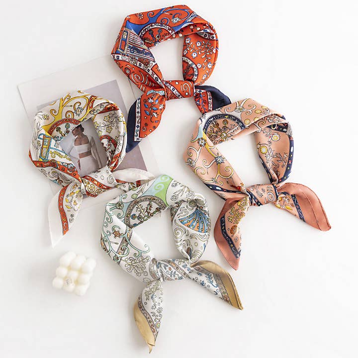 ACCITY - Wholesale Scarf - Women's - Floral Satin Square Scarf for Women’s Elegance_CWASC04982