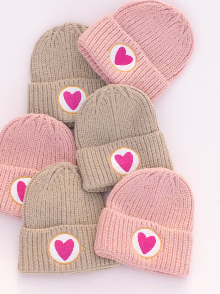 Valentine's Kids Heart Knit Beanies for wholesale by Space 46 Wholesale