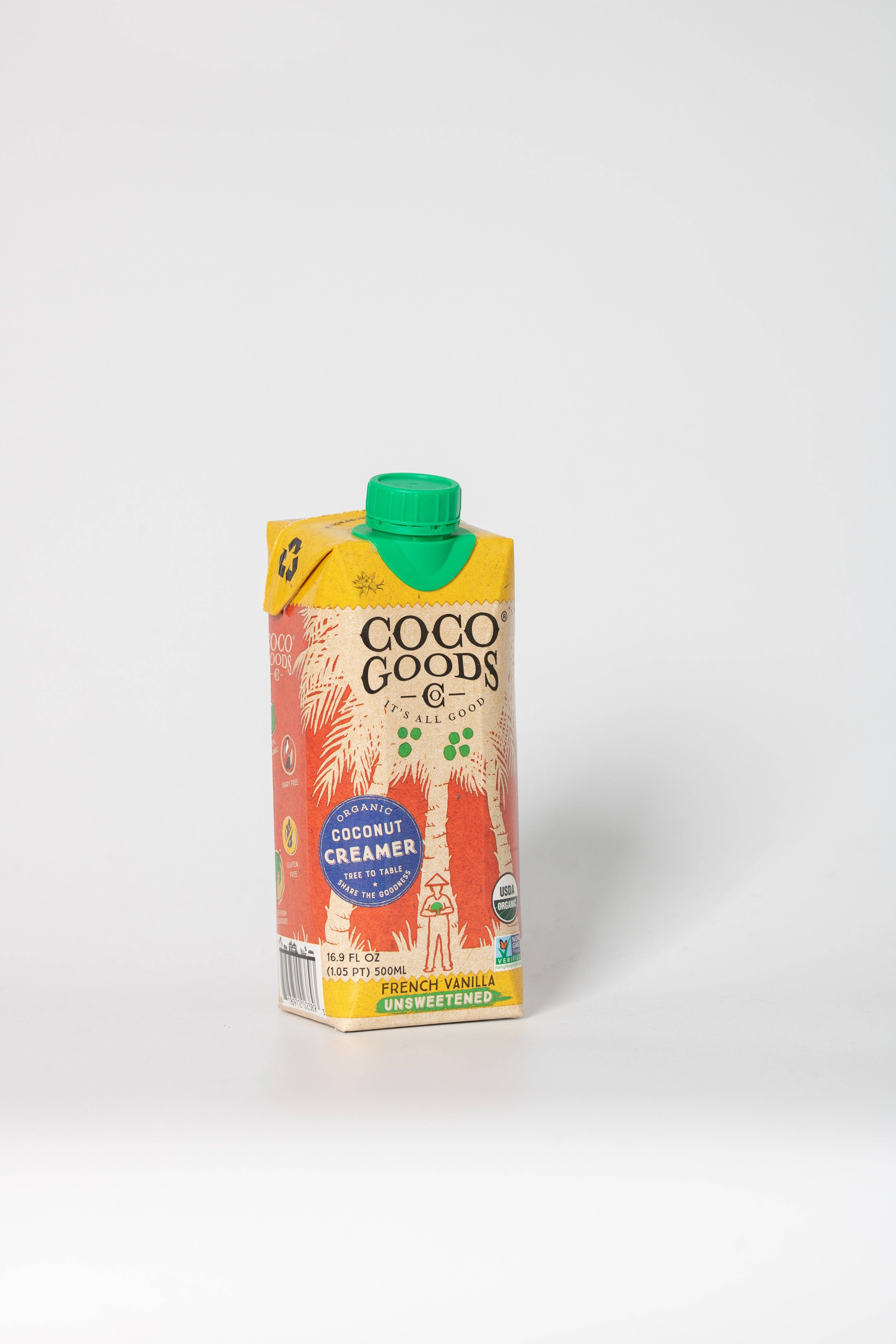 CocoGoods Co - Wholesale Creamer - Organic Coconut Coffee Creamer, Unsweetened French Vanilla, 16.9 fl oz 12pack5