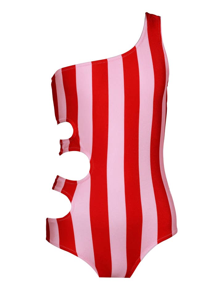 NIKITA Striped One Shoulder Cut-Out Swimsuit for wholesale by Nessi Byrd