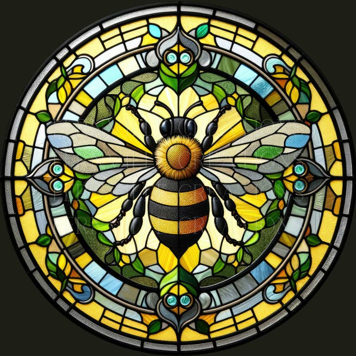 Fernville Creations - Wholesale Ornament - Bee Ceramic Ornament, Stained Glass Image, Nature Decor
