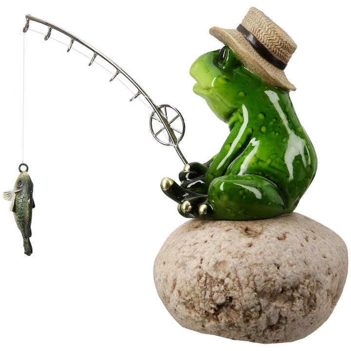 verdure Figure Frog Fishing green H. 15.5 cm, PU 3 for wholesale on Faire2