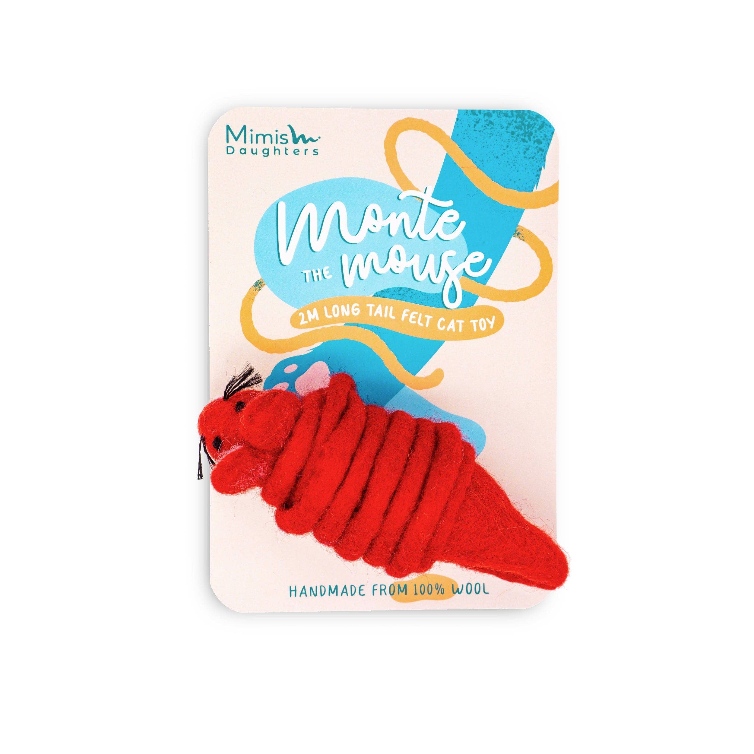 Mimi’s Daughters - Wholesale Pet Toy - Cat - Monte the Mouse - 2M Long Tailed Felt Cat Toy0