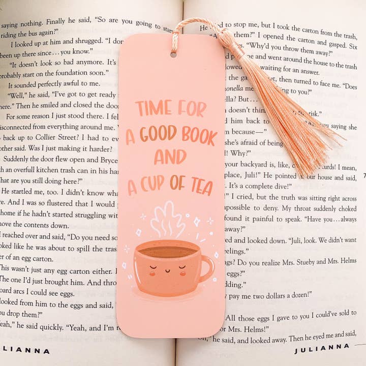Tijd voor een goed boek en een kopje thee boekenlegger voor wholesale door Laurel Mae Art