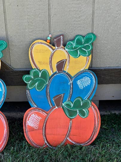Fall Triple stack pumpkins door hanger for wholesale by Southern Paint Designs