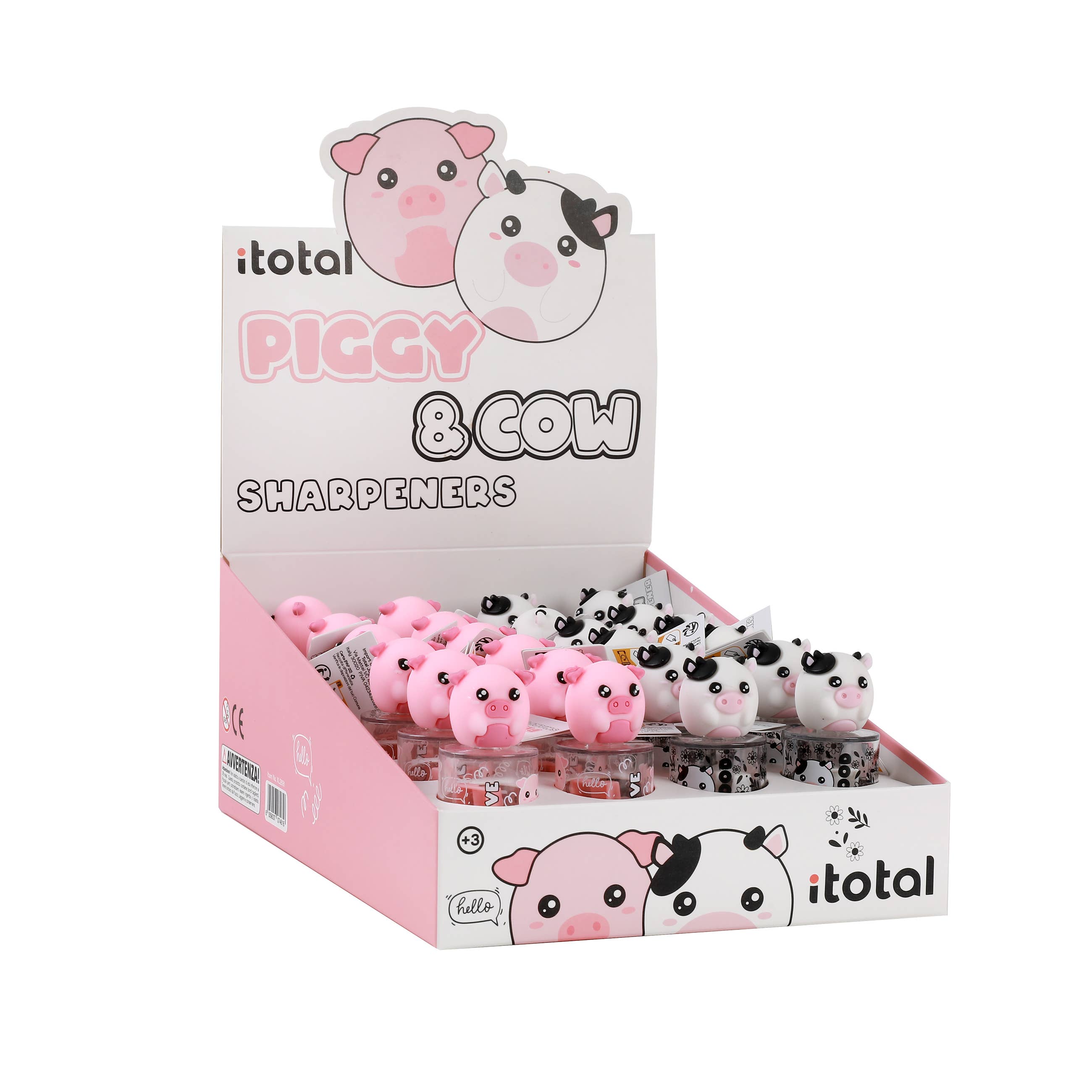 I-Total, I-Drink - Wholesale Drink Huggers & Koozies - Piggy & Cow Pencil Sharpener - 24 Pcs Display1