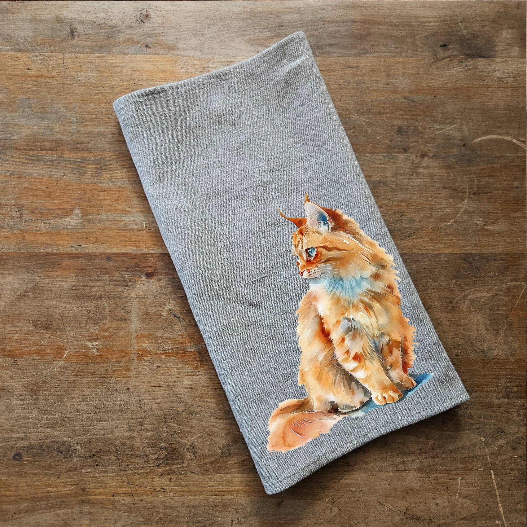 NorraVilla - Wholesale Tea Towel - 100% Linen Kitchen Towel with Cat Missy print0