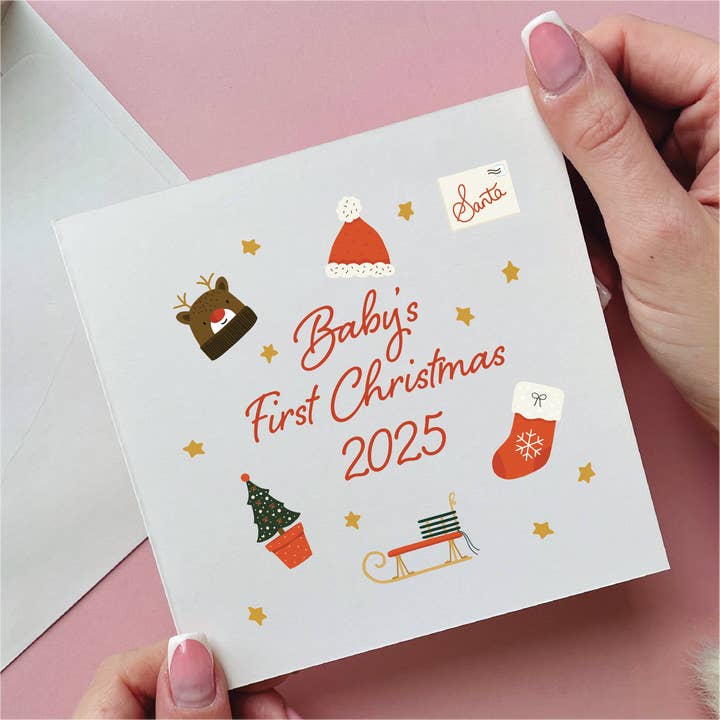 Baby's First Christmas Card for wholesale by Alphabet Studios