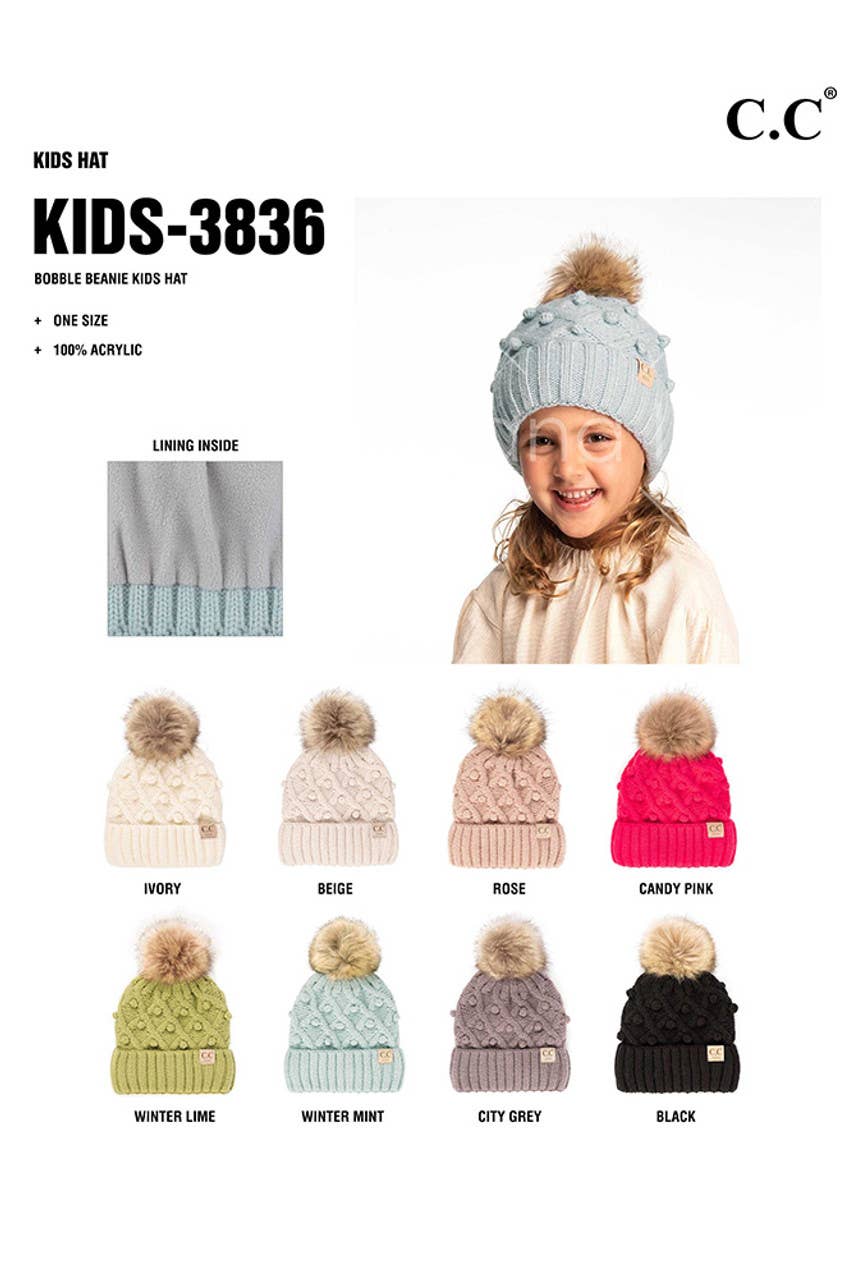 Hana - Wholesale Beanie - Kids - C.C Bobble Beanie Kids Hat10