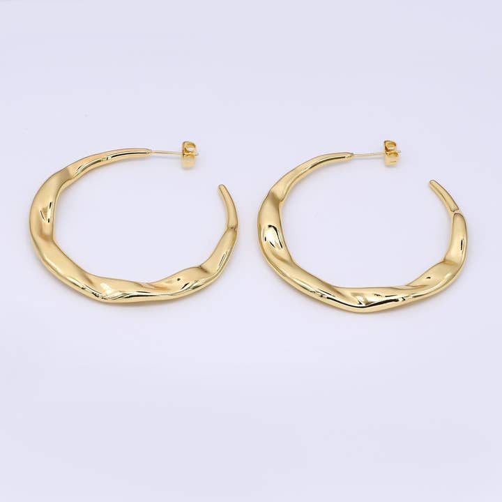 Aros Modernos de Oro Fundido Rellenos de Oro de 24K 50mm | AJ-078 para venta al por mayor de Aim Eternal