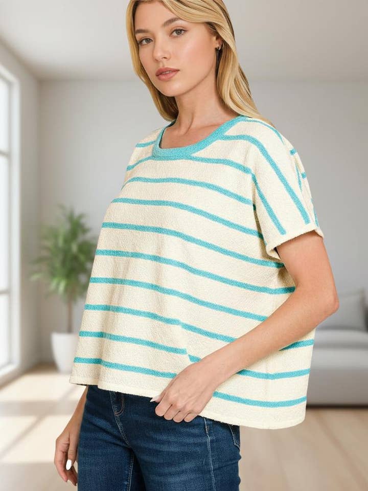 .1212 Striped oversize sweater top SI-29195 for wholesale by 42POPS