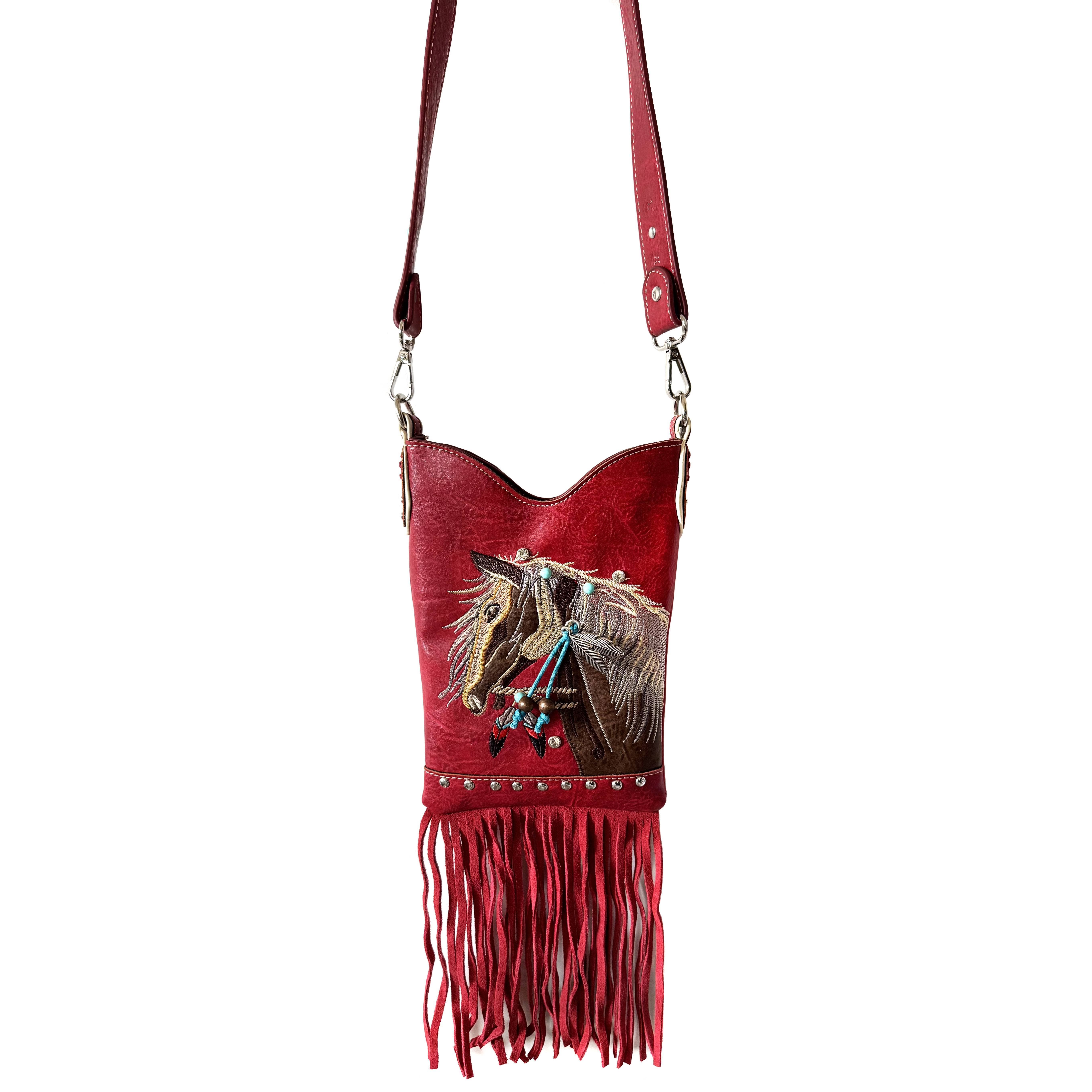 Lunar Deer - Wholesale Crossbody Bag - Women's - Women's Embroidered Horse Crossbody Western Messenger Pouch4