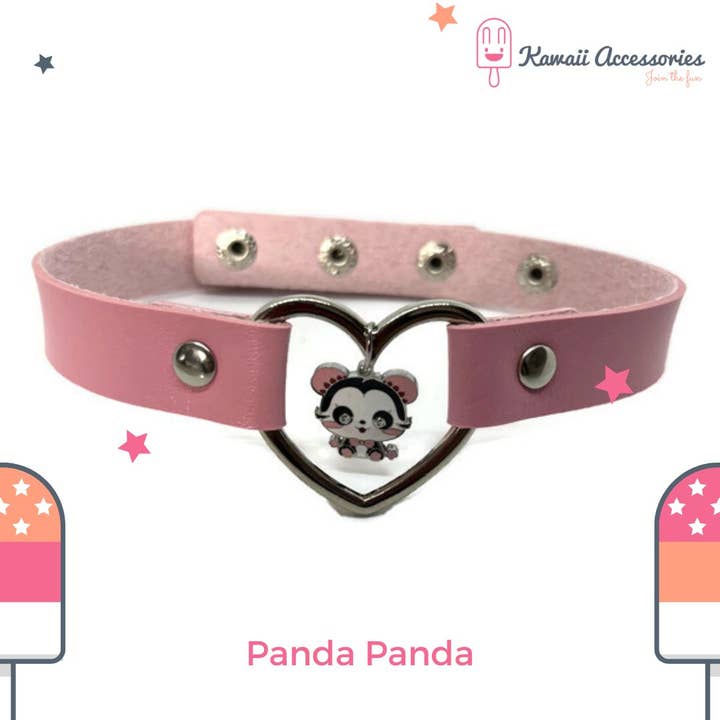 Kawaii Accessories by Kuroji - Wholesale Choker/Collar - Charming Panda Panda - Choker1