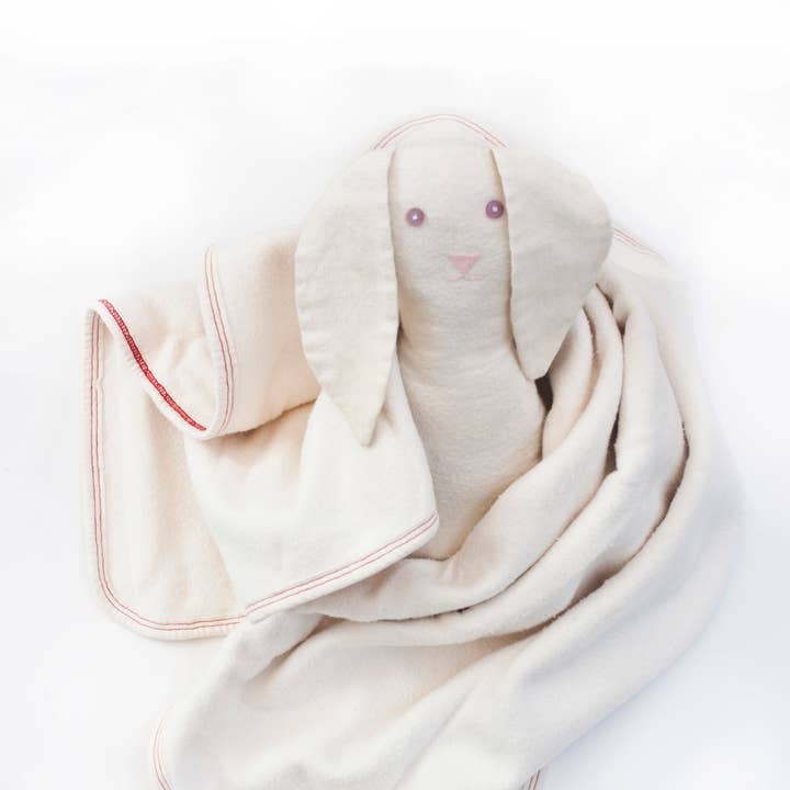 Natural/Red Stitch Baby Blanket for wholesale by Two Owls