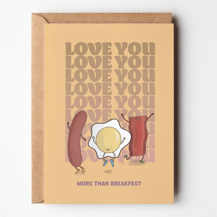 "Love you More Than Breakfast” Valentine’s Day Card for wholesale by Richard Darani
