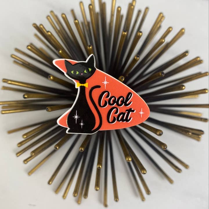 Atomic Kraftworks - Wholesale Lapel Pin/Button - Cool Cat Boomerang Retro Acrylic Pin3