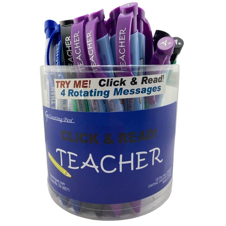 Teacher Appreciation Rotating Message Ballpoint Pen-Set 36 for wholesale by Greeting Pen
