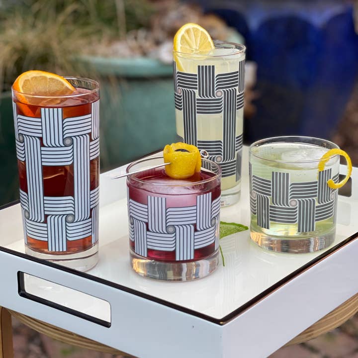 The Modern Home Bar - Wholesale Cocktail/Liquor Glass - Roundabout Night Rocks Art Deco Drinking Glass