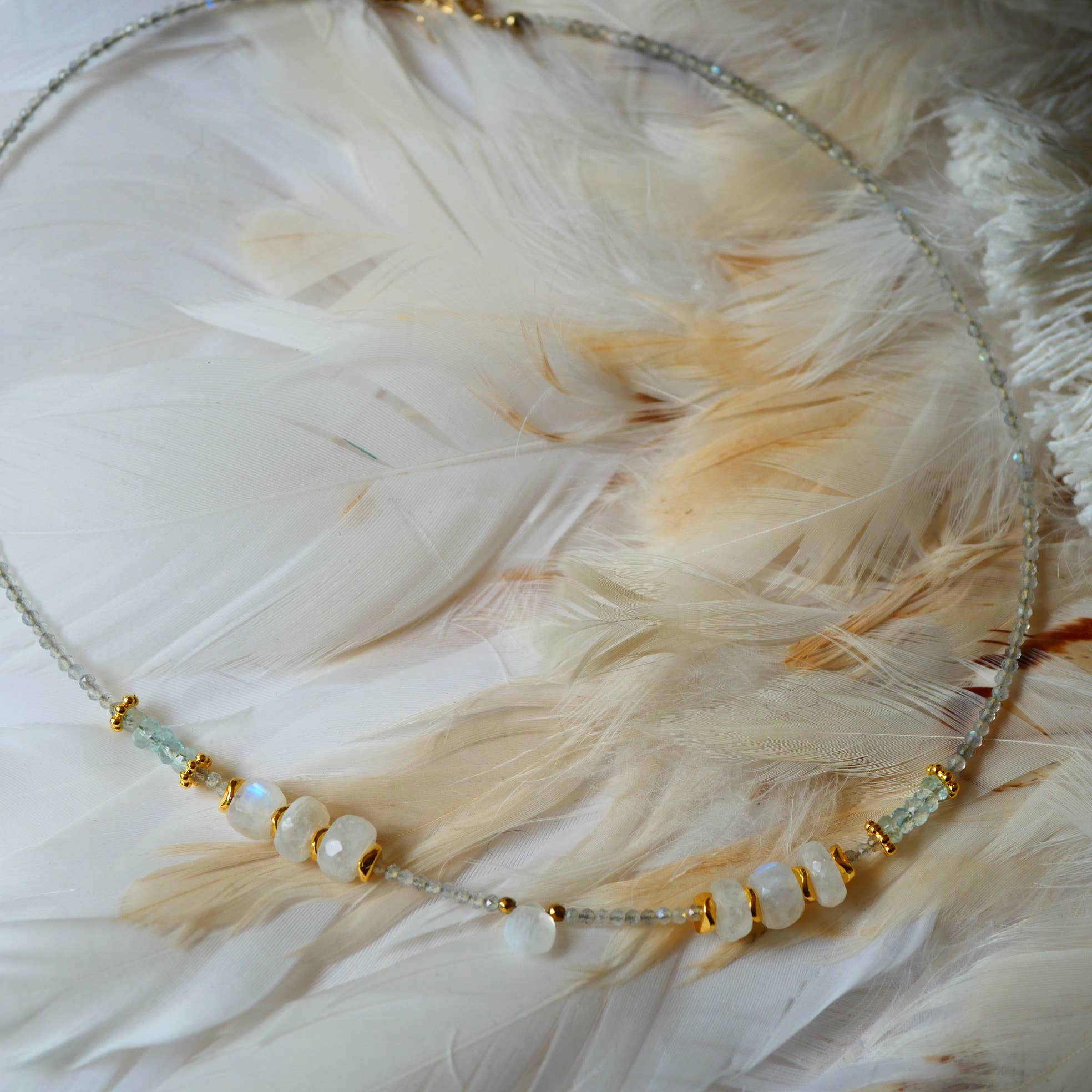 GINANDGER – wholesale Beaded/pearl necklace – NECKLACE DEVAK LABRADORITE AND MOONSTONE4