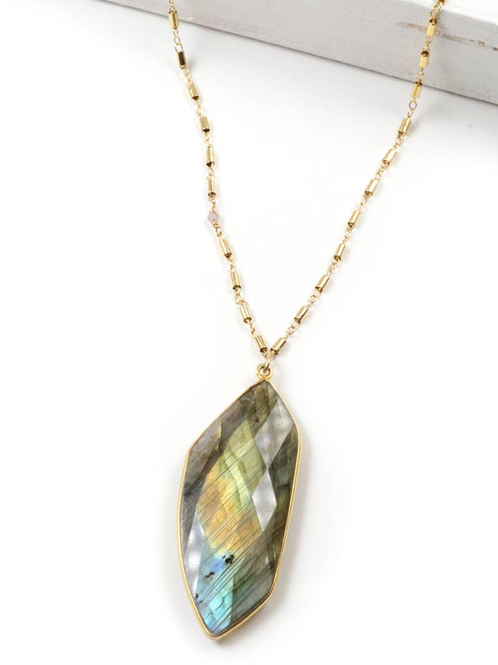 Large Palm Labradorite Necklace for wholesale by Mickey Lynn