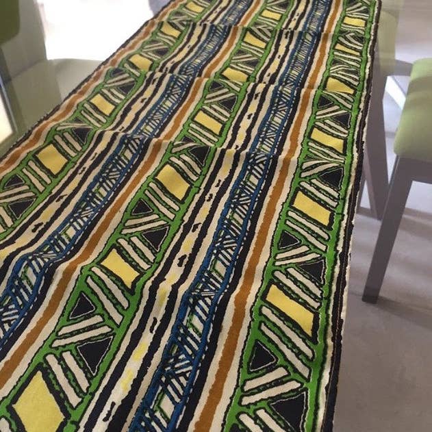 GREEN TRIBAL table runner for wholesale by The Afrophile