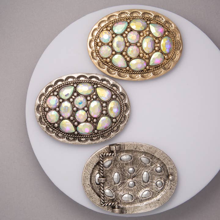 Western Embellished Scalloped Edge Belt Buckle for wholesale by SP Sophia Collection