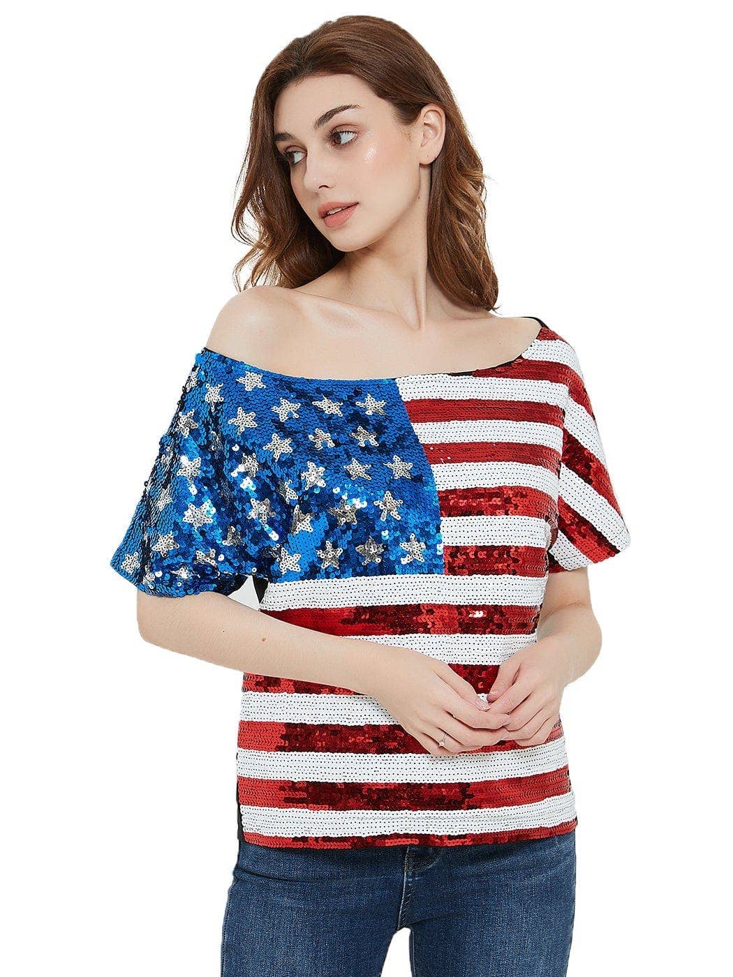 Anna Kaci Wholesale - Wholesale Camisole - Women's - Patriotic American Sequin Camisole Top11