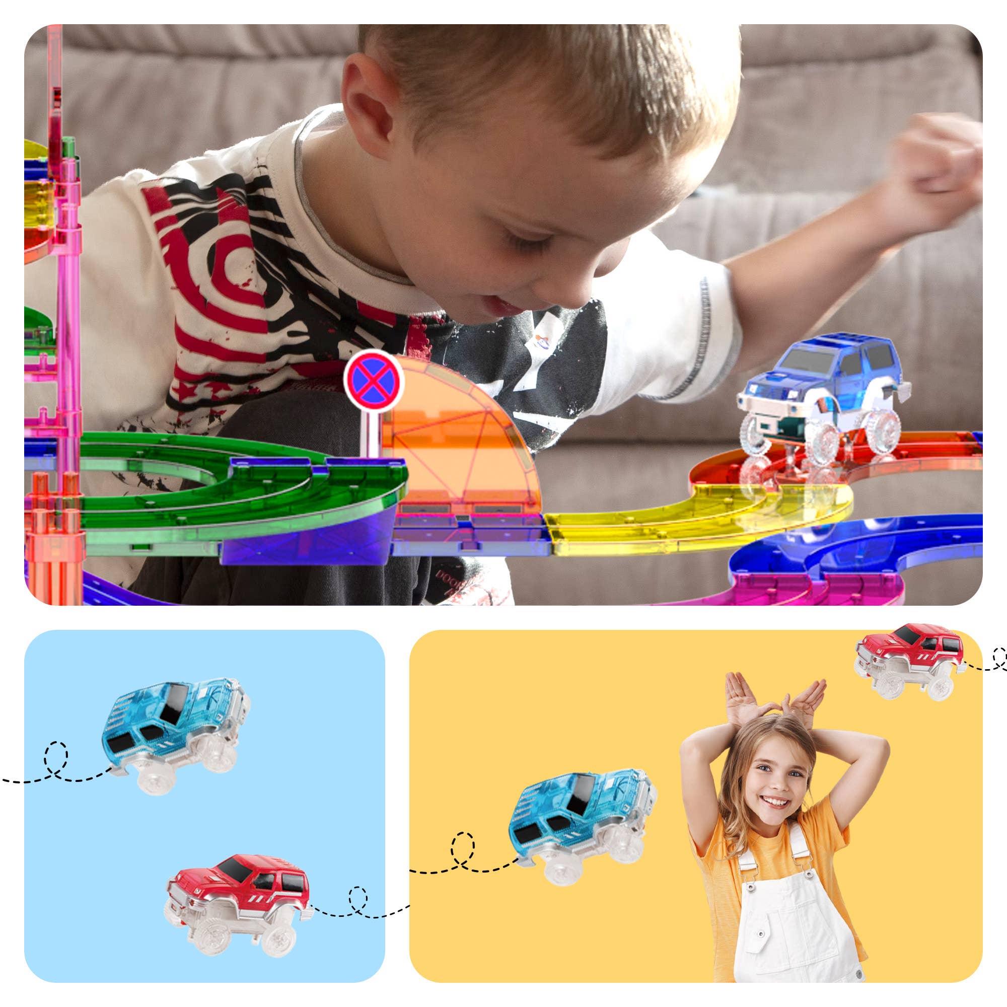 PicassoTiles - Vente Lot de jouets – enfant - Ensemble de construction de circuit de course magnétique 100 pièces PicassoTiles5