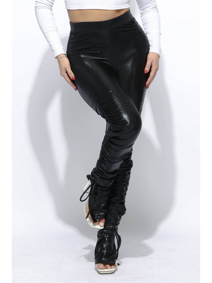 K Too - Vendita all'ingrosso Leggings - Donna - Leggings metallizzati con ruches7