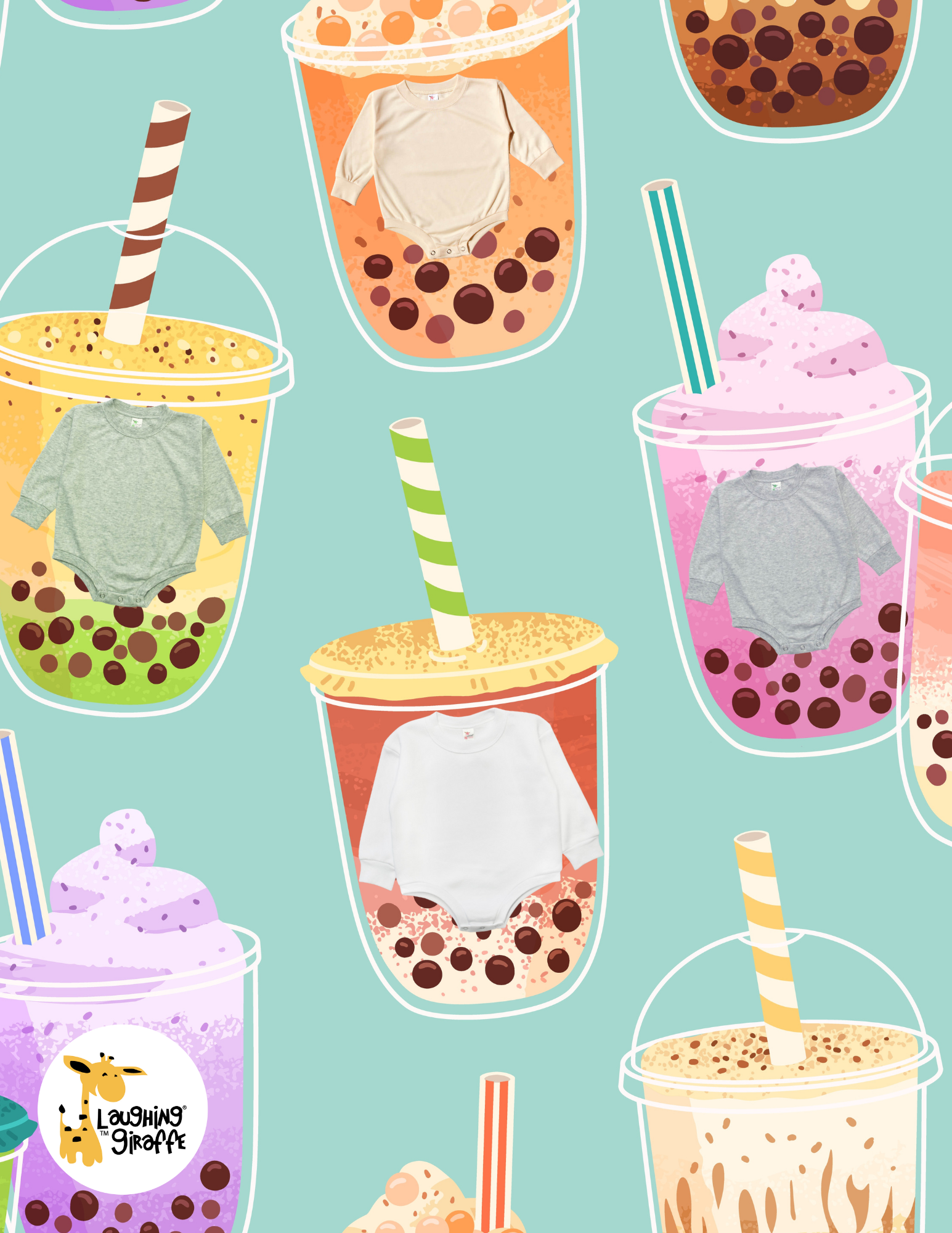 Laughing Giraffe - Venta al por mayor Body sin pies - Bebés - Set de 6 Mamelucos Burbuja para Bebé con Manga Larga7