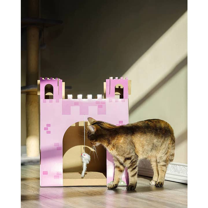 Midlee Designs - Wholesale Pet Scratcher - Cat - Midlee Pink Castle Cat Scratcher House