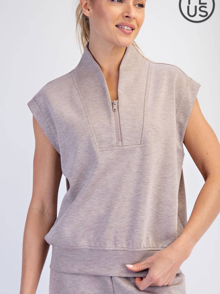 PLUS SIZE MODAL SCUBA LUXE V-NECK SLEEVELESS TOP for wholesale by Rae Mode