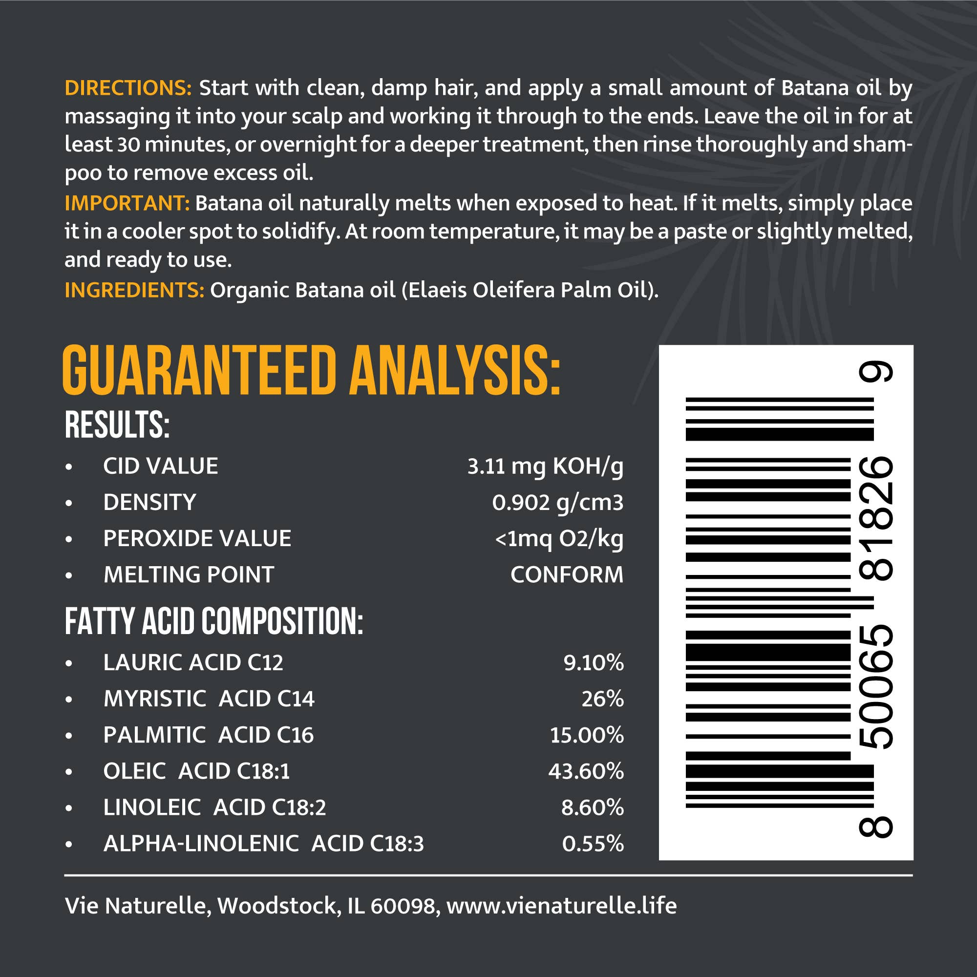 Vie Naturelle – Óleo para banho/corpo por atacado – Óleo 100% Puro de Batana do Honduras - Cru e Não Refinado 120 ml3