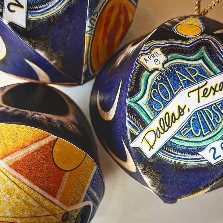 Domesticadence - Wholesale Ornament - HandDrawn 2024 Total Solar Eclipse Custom Locations Ornament7