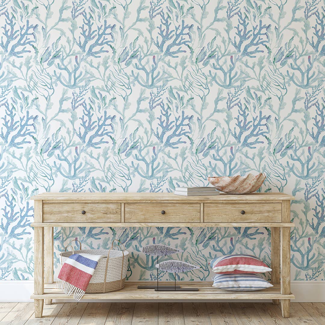 Coral Reef Aqua Peel and Stick Wallpaper, 28 sq ft for wholesale on Faire3