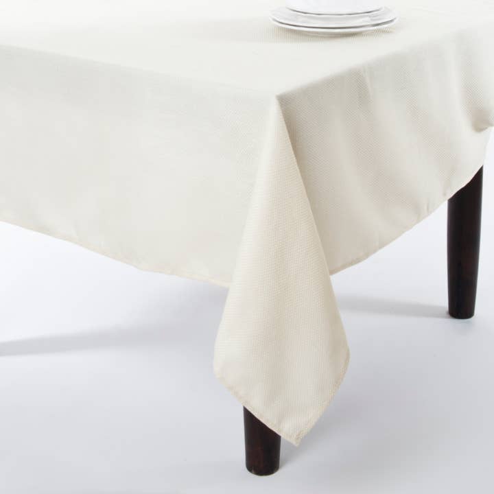 Ivory Basket Weave Tablecloth for wholesale by Fennco Styles