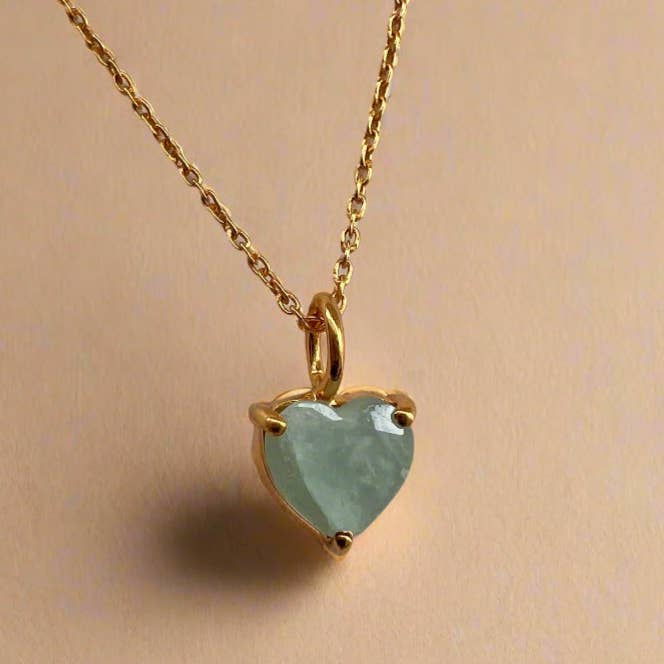 Gold Lunar - Wholesale Pendant/Charm Necklace - March Birthstone Chain Necklace Aquamarine 18k gold plated
