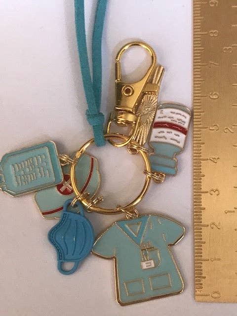 Miss DJ Angel - Wholesale Keychain - Women's - Elegant nurse-themed keychain, nurse outfit charm, gift for nurse woman, midwife, thermometer mask charms3