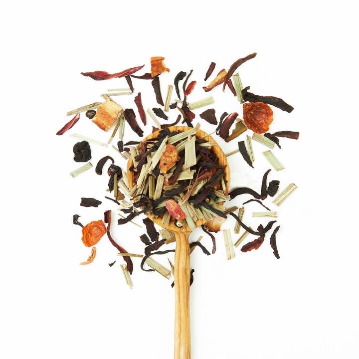 JusTea - Vendita all'ingrosso Tè sfusi - Purple Rain Tin con cucchiaio - Tè biologico, equo e solidale, viola3