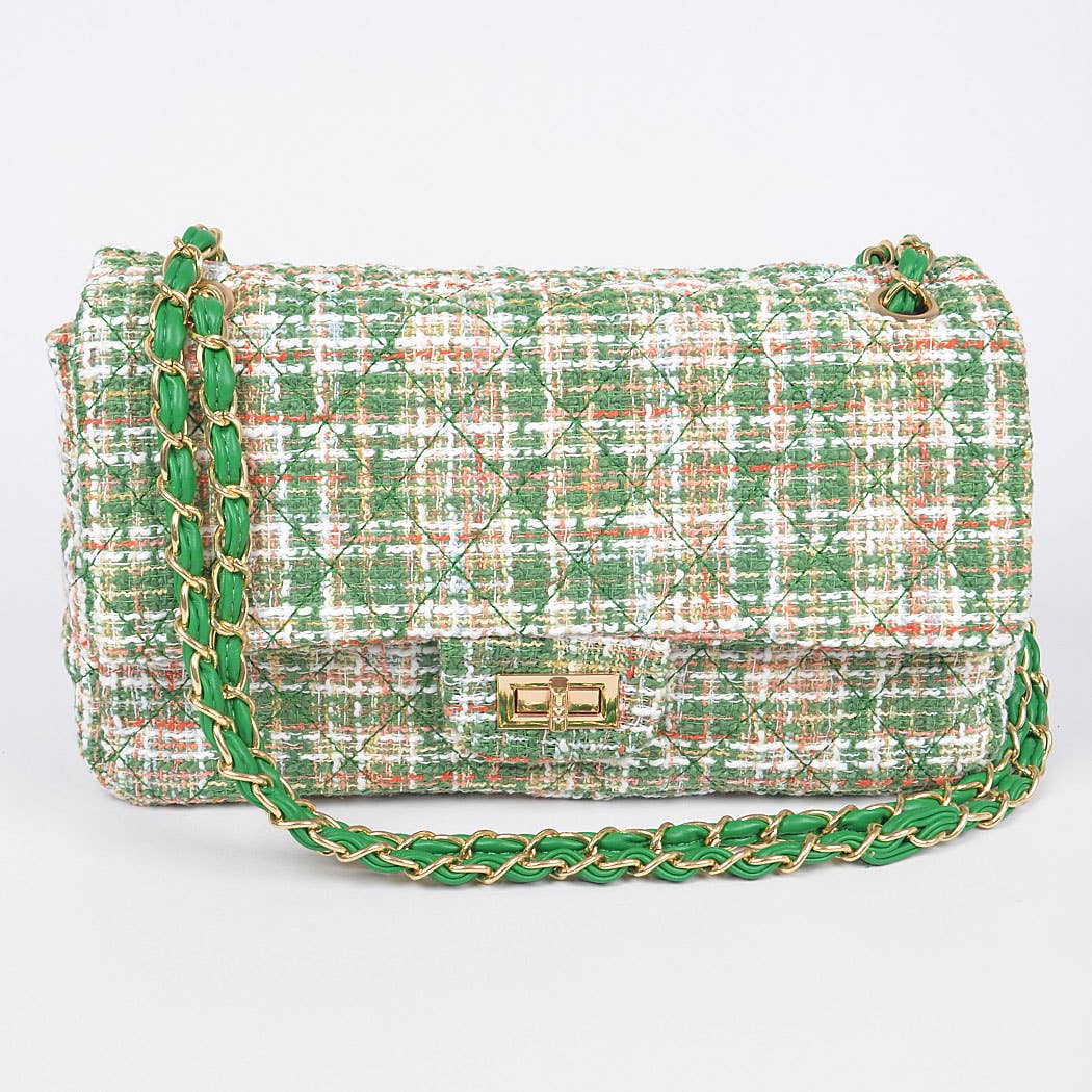 3AM BY H&D ACCESSORIES - Wholesale Shoulder Bag - Women's - Quilted Tweed Flap Shoulder Bag2