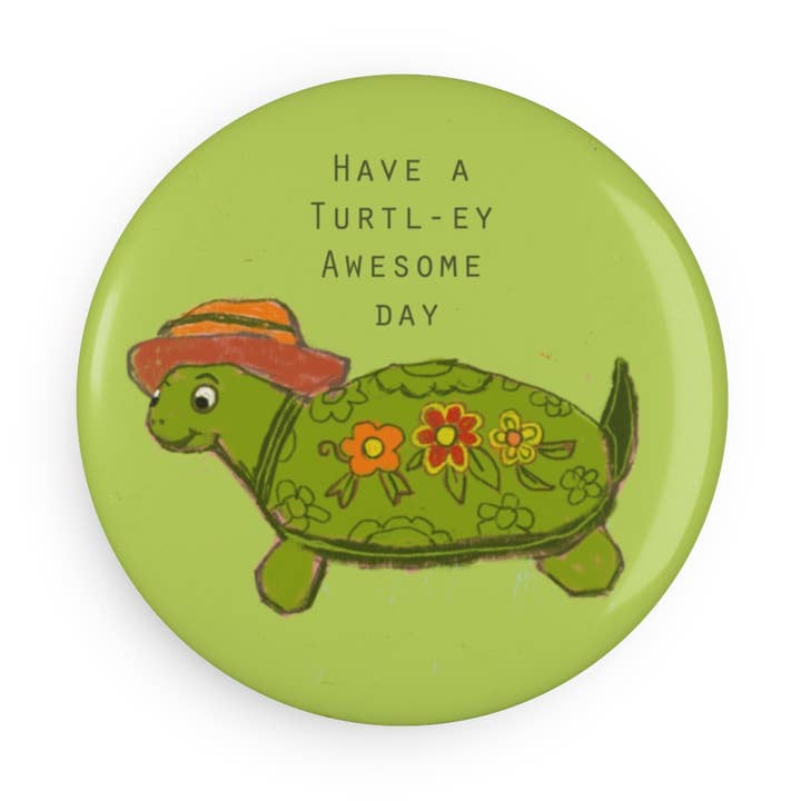Round Magnet. Turtll-ey Awesone for wholesale by Blueberry Road Cards
