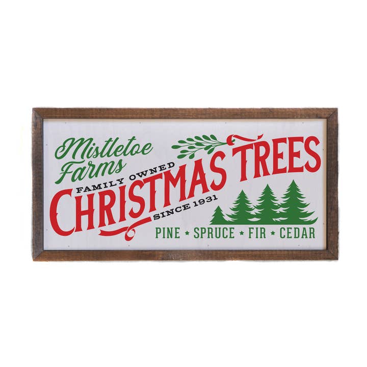 12x6 Mistletoe Farms Christmas Tree Sign for wholesale by Driftless Studios