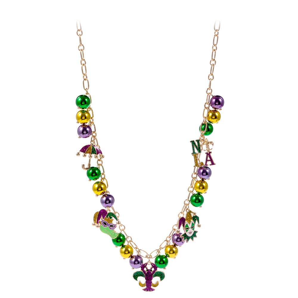 Sensibling Corp. - Wholesale Pendant/Charm Necklace - Mardi Gras Charm Beads Statement Necklace5