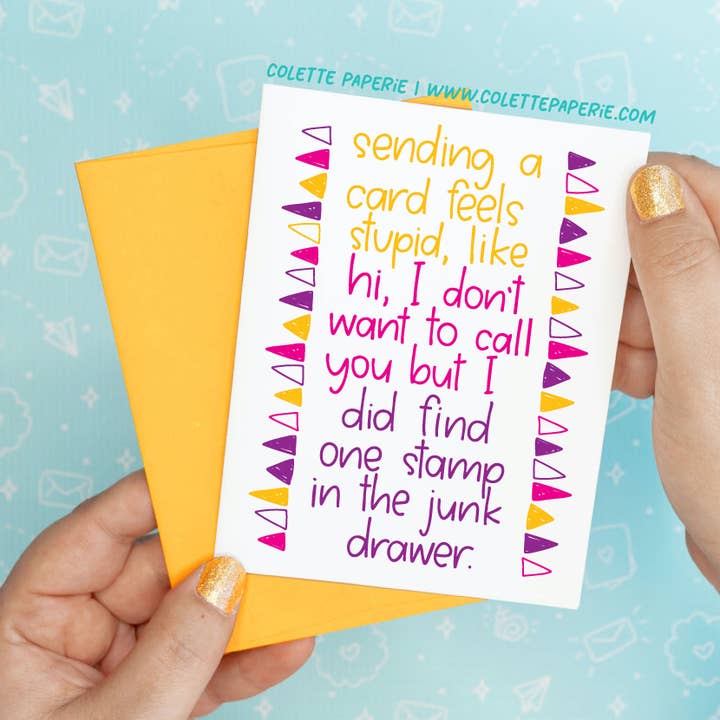 Sending a Card Funny Greeting Card for wholesale by Colette Paperie