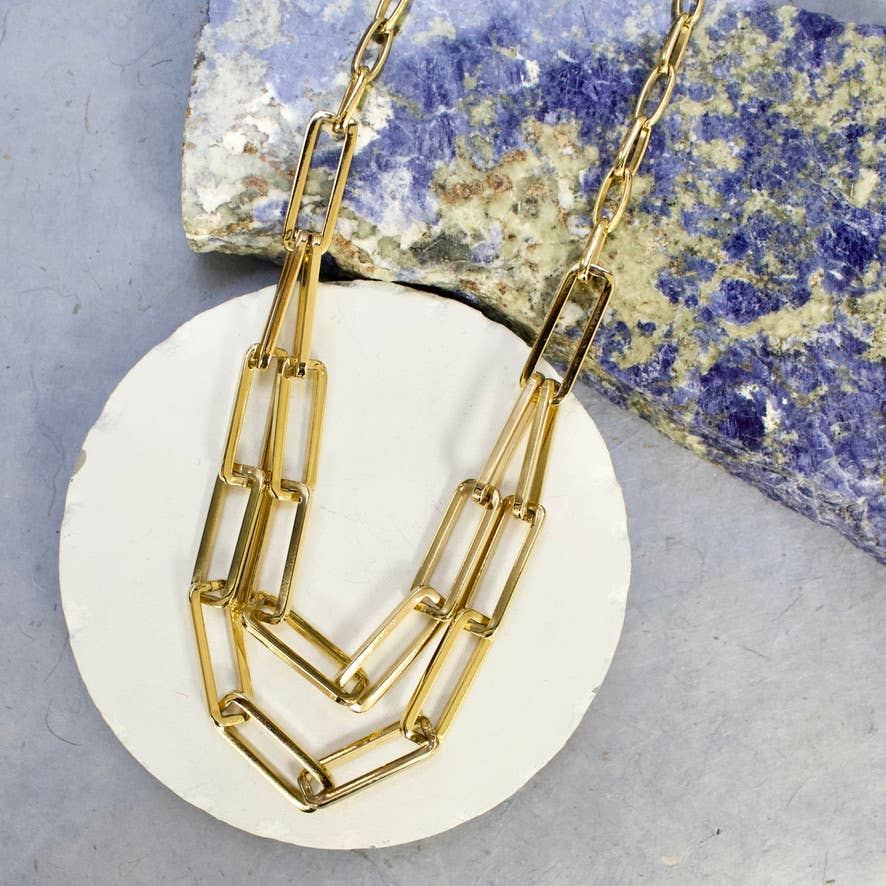Gold Layered Paper Clip Necklace|Gold for wholesale on Faire0